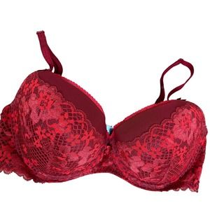 Adore Me 36DD Red Lace Padded Underwire Bra‎